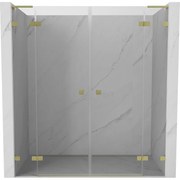 Mexen Lunar L Duo drzwi prysznicowe uchylne 170 cm, transparent, złote szczotkowane - 834DL-170-000-55-00