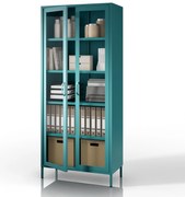 Witryna szklana do salonu morska / turkusowa Modern ANGELO 800 x 1850 x 450 mm