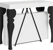 Konsola rozkładana 90x40/196 cm Riza Small frassino biała rama w kolorze antracytu