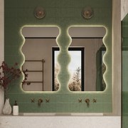 Lustro dekoracyjne oszlifowane z podświetleniem WAVE Duo LED| Różne rozmiary | Różne kolory : Kolor tafli szkła - Srebrny, Rozmiar - 50 x 100 cm