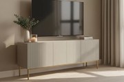 Szafka RTV z szufladą Nicole 150 cm - kaszmir / złote nóżki