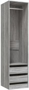 Wąska szafa z drążkiem i szufladami szary dąb N6-K81