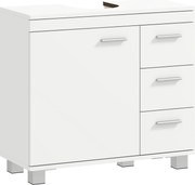 HOMCOM Szafka Pod Umywalkę - Biała Szafka Łazienkowa z 3 Szufladami i Regałem. Praktyczne Przechowywanie i Nowoczesny Design, 70 x 30 x 64 cm | Aosom PL