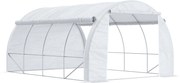 Outsunny Szklarnia Tunelowa, Przechodnia, Ściany Rozwijane, Drzwi na Zamek, Rama Ocynkowana, 4 x 3 x 2 m, Biała