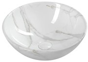Sapho - Umywalka nablatowa DALMA, średnica 42 cm, ceramika, wykończenie Carrara, biały