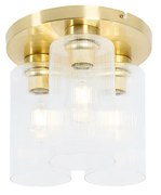 Lampa sufitowa Art Deco złota ze szkłem 3-punktowa - Laura