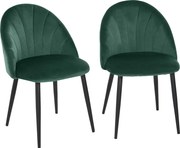 HOMCOM Zestaw 2 Krzeseł Jadalniane Zielone Fotele Kuchenne Nowoczesny Design | Aosom PL
