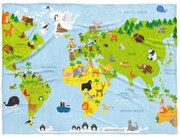 BedTex Kocyk dziecięcy Mapa zwierząt, 150 x 200 cm