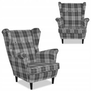 Fotel uszak Winston skandynawski Family Meble krata szara