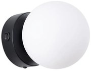 Czarny kinkiet z białym kloszem W0-E40