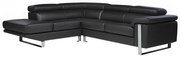 Kanapa narożna ze skóry MYSTIQUE - Czarny - Narożnik lewostronny