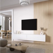 Szafka pod telewizor (2 x 100 cm), fronty ryflowane, Biały Mat, 200 × 32 × 33,6 cm