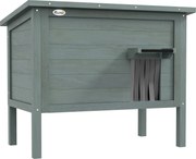 Domek zewnętrzny dla kota PawHut, odporny na warunki atmosferyczne, 1 okno, 1 drzwi, 85 x 50 x 68,5 cm, Ciemnoszary+Czarny