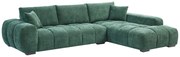 Kanapa narożna prawostronna z zieloną teksturowaną tapicerką - BERENIA