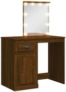 Toaletka z lustrem podświetalnym i szufladą brązowy dąb S9-G77