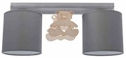 Lampa sufitowa, podwójna szara z misiem MIŚ 2xE27