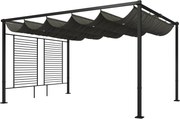Outsunny Pergola 3,87 x 2,97 m z wysuwanym dachem, 2 panele prywatności, UV50+, ciemnoszara | Aosom PL