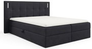 Czarne łóżko kontynentalne z pojemnikami 5 rozmiarówc P0-G23
