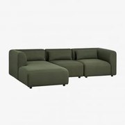 Sofa Modułowa Fogler 3-częściowa, Lewa, Z Leżanką Chenille Salvia Zieleń - Sklum