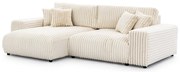 Kremowy sztruksowy rozkładany narożnik ze schowkiem (lewostronny) Sarina – Ropez