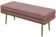 HOMCOM Ławka Tapicerowana z Przestrzenią do Przechowywania, Stal, 100 x 37,5 x 42 cm, Różowa