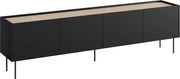 Szafka RTV Desin 220 cm z metalowymi nogami - czarny mat / dąb nagano