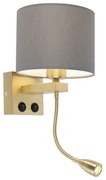 Lampa ścienna w stylu art deco złota z szarym kloszem - Brescia ArtDeco Oswietlenie wewnetrzne