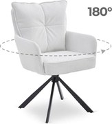 Krzesło Tapicerowane Obrotowe do Salonu CITY Kremowe Sztruksowe Nowoczesne