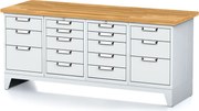 Stół warsztatowy MECHANIC, 2000x685x880 mm, 2x 5 szufladowy kontener, 2x 3 szufladowy kontener, szary