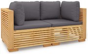 Sofa ogrodowa z drewna tekowego z szarymi poduszkami T2-F44