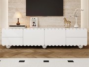 Nowoczesne meble TV 175x38x37 cm - 2 drzwi i 4 szuflady - MDF + płyta wiórowa - Biały