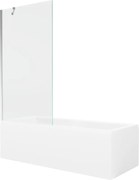 Mexen Cubik wanna prostokątna 150 x 70 cm z obudową i parawanem 1-skrzydłowym 90 cm, transparent, chrom - 550315070X9509000001