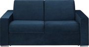 Kanapa 2-osobowa rozkładana z weluru CALITO - Kolor granatowy - Łóżko 120  cm - Materac 18 cm
