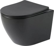 Miska WC wisząca bezkołnierzowa czarna matowa DECOS Black Matt MINI z deską wolnoopadającą typu Slim