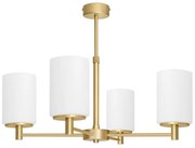 Złoty żyrandol z kloszami typu walec KR-S4AR