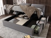 Łóżko z weluru - 160x200cm - z 3 szufladami - Szare (bez materaca)
