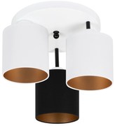 Lampa sufitowa biała trzypunktowa z czarno-białymi abażurami C-3030WE-