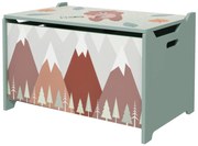 ZONEKIZ Skrzynka do Przechowywania, Skrzynia na Zabawki, Pokrywa na Zawiasie, Uroczy Motyw, Zielona