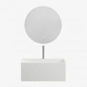 Zestaw Wiszących Mebli Łazienkowych Z Żywicy Zintegrowany Z Umywalką I Oświetleniem Led Nerine Biała - Sklum