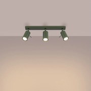 Lampa sufitowa nowoczesny Briix, stal - 3 źródło światła 3000K - L.45 x H.17 cm - zielony oliwkowy