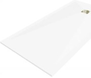 Mexen Stone+ brodzik kompozytowy prostokątny 160 x 70 cm, biały, maskownica złota - 44107016-G