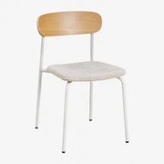 Krzesło Do Jadalni Sztaplowane Z Żelaza I Drewna Wilpier Kremowa Tapioca & Chenille Kremowy Beż - Sklum