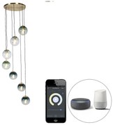 Inteligentna lampa wisząca mosiądz 7-świateł w tym WiFi ST64 - Pallon ArtDeco Oswietlenie wewnetrzne