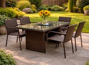 Zestaw mebli ogrodowych technorattan ze stołem Lento, ciemny brąz