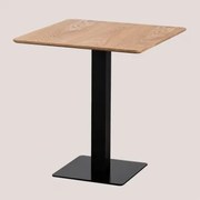 Kwadratowy Stolik Barowy Z Forniru Jesionowego Espresso ↔︎ 70 Cm & Czarny - Sklum