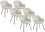 Zestaw 6 krzeseł z podłokietnikami ze sztruksu i czarnego metalu - Beżowy - MARENZIA