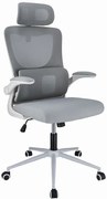 Szare regulowane krzesło biurowe z zagłówkiem W3-R59