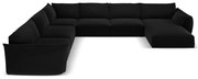 Czarny aksamitny narożnik (lewostronny/w kształcie litery U) Vanda – Mazzini Sofas