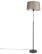 Lampa podłogowa regulowana czarna klosz lniany szarobrązowy 45cm - ParteWiejski/ Rustykalny / Vintage Oswietlenie wewnetrzne