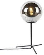 Lampa stołowa art deco czarna z przydymionym szkłem 45,5 cm - Pallon